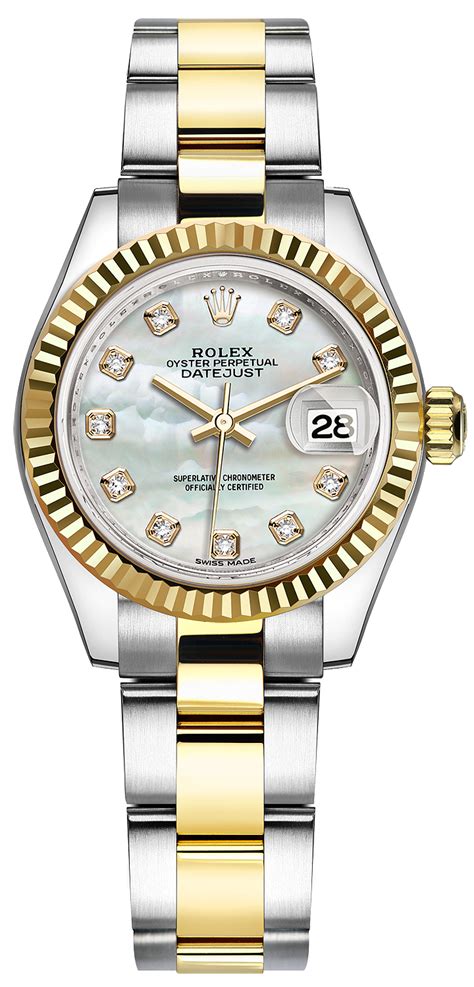 rolex lady datejust 28mm stainless steel and yellow gold